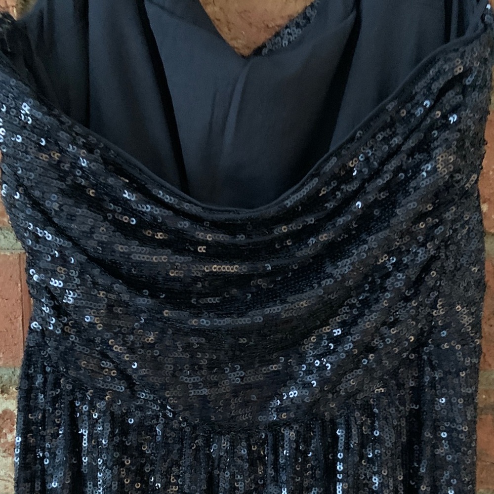 Express Navy Sequin Halter Midi Formal Dress - Picture 6 of 9